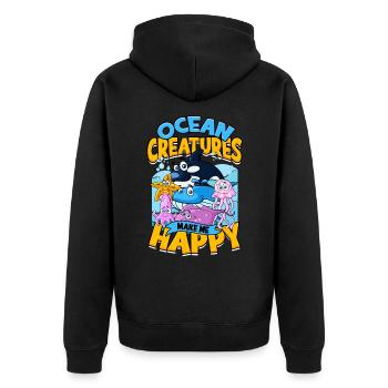 meeresbiologie meeresbiologe meer biologie biologe - Unisex Premium Bio Zip Hoodie - Schwarz - Hinten - Nico (187cm)