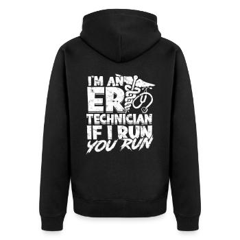notaufnahme krankenschwester krankenhaus krankenpf - Unisex Premium Bio Zip Hoodie - Schwarz - Hinten - Nico (187cm)