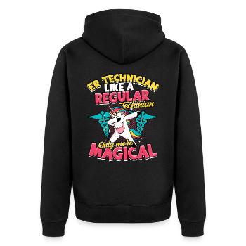 emergency room nurse hospital krankenpf - Unisex Premium Organic Zip Hoodie - black - Back - Nico (187cm)