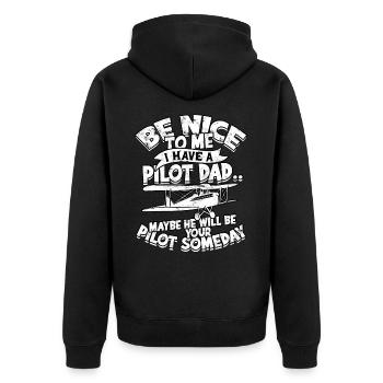 pilot flugzeug fliegen tochter geschenkidee gesche - Unisex Premium Bio Zip Hoodie - Schwarz - Hinten - Nico (187cm)
