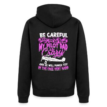 pilot flugzeug fliegen tochter geschenkidee gesche - Unisex Premium Bio Zip Hoodie - Schwarz - Hinten - Nico (187cm)