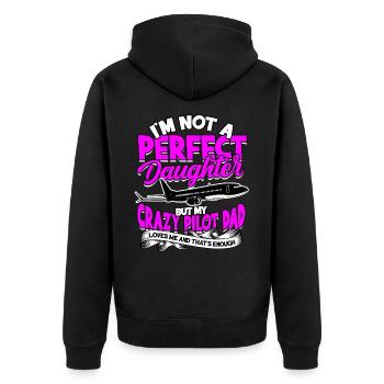 pilot flugzeug fliegen tochter geschenkidee gesche - Unisex Premium Bio Zip Hoodie - Schwarz - Hinten - Nico (187cm)