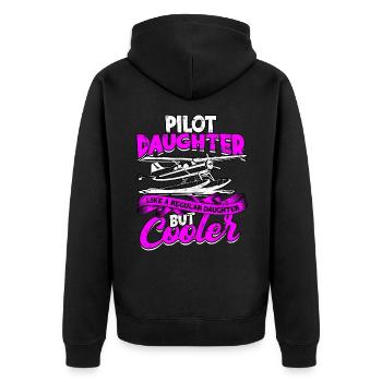 pilot flugzeug fliegen tochter geschenkidee gesche - Unisex Premium Bio Zip Hoodie - Schwarz - Hinten - Nico (187cm)