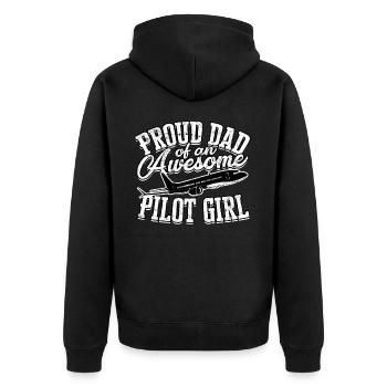 pilot flugzeug fliegen tochter geschenkidee gesche - Unisex Premium Bio Zip Hoodie - Schwarz - Hinten - Nico (187cm)