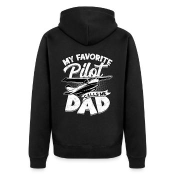 pilot flugzeug fliegen tochter geschenkidee gesche - Unisex Premium Bio Zip Hoodie - Schwarz - Hinten - Nico (187cm)