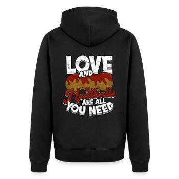 fleischklößchen essen spaghetti geschenk geschenki - Unisex Premium Bio Zip Hoodie - Schwarz - Hinten - Nico (187cm)