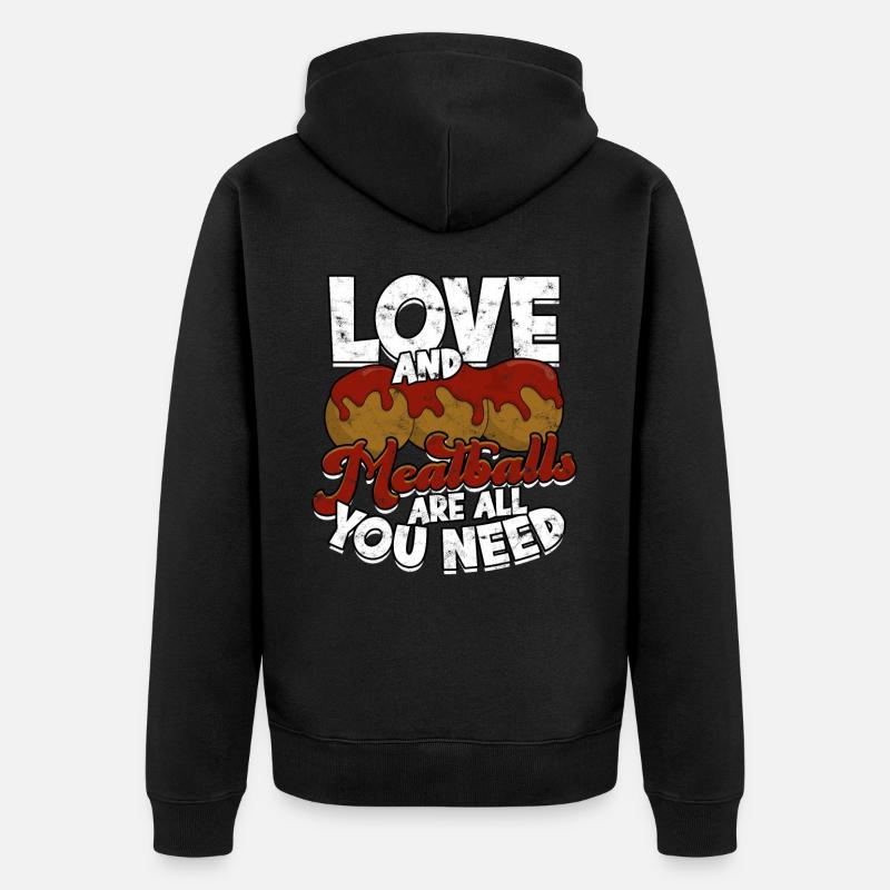 fleischklößchen essen spaghetti geschenk geschenki - Unisex Premium Bio Zip Hoodie - Schwarz