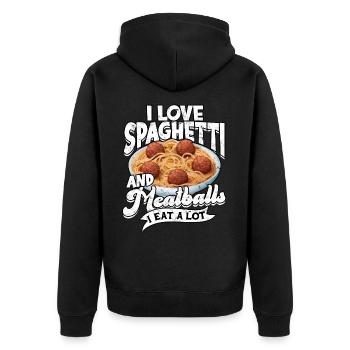 Meatballs Eat Spaghetti Gift Gift - Unisex Premium Organic Zip Hoodie - black - Back - Nico (187cm)