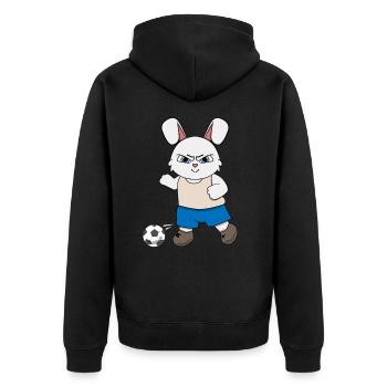 Football Children Rabbit I Funny Animals | Sports | Kan - Unisex Premium Organic Zip Hoodie - black - Back - Nico (187cm)