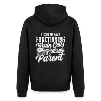 eltern geschenk mutter geschenkidee vater familie - Unisex Premium Bio Zip Hoodie - Schwarz - Hinten - Nico (187cm)