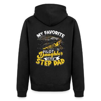pilot flugzeug fliegen tochter geschenkidee gesche - Unisex Premium Bio Zip Hoodie - Schwarz - Hinten - Nico (187cm)