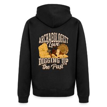 archäologe archäologie geschenk geschenkidee archä - Unisex Premium Bio Zip Hoodie - Schwarz - Hinten - Nico (187cm)
