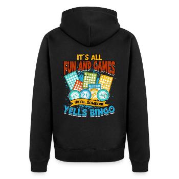 Bingo Jeu Joueur de bingo Grand-mère Loterie de jeu - Veste à capuche bio Premium Unisexe - noir - Dos - Nico (187cm)