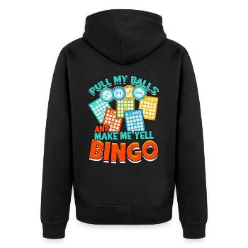 Bingo Jeu Joueur de bingo Grand-mère Loterie de jeu - Veste à capuche bio Premium Unisexe - noir - Dos - Nico (187cm)
