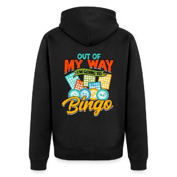 Bingo Jeu Joueur de bingo Grand-mère Loterie de jeu - Veste à capuche bio Premium Unisexe - noir - Dos - Nico (187cm)