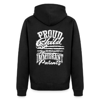 USA America Immigrants US Citizens American FL - Unisex Premium Organic Zip Hoodie - black - Back - Nico (187cm)