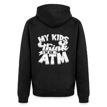 eltern geschenk mutter geschenkidee vater familie - Unisex Premium Bio Zip Hoodie - Schwarz - Hinten - Nico (187cm)