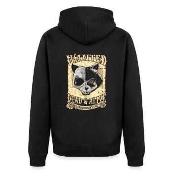 Wanted Schrodinger's Cat Alive Dead quantum physics - Unisex Premium Organic Zip Hoodie - black - Back - Nico (187cm)