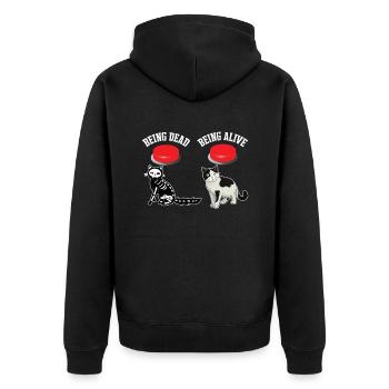 Wanted Schrodinger's Cat Alive Dead quantum physics - Unisex Premium Organic Zip Hoodie - black - Back - Nico (187cm)