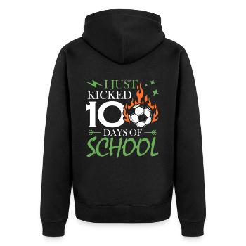 Ich Habe Gerade 100 Tage Der Schule Gekickt - Unisex Premium Bio Zip Hoodie - Schwarz - Hinten - Nico (187cm)