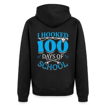 J’ai accroché 100 jours d’école Fischer hameçon - Veste à capuche bio Premium Unisexe - noir - Dos - Nico (187cm)