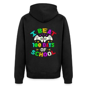 I Beat 100 Days Of School Video Game Player Kid - Unisex Premium Bio Zip Hoodie - Schwarz - Hinten - Nico (187cm)