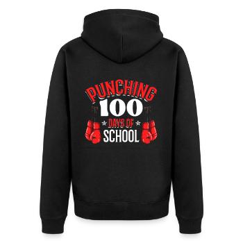 Punching 100 Days of School Sports Boxing Gloves - Unisex Premium Organic Zip Hoodie - black - Back - Nico (187cm)