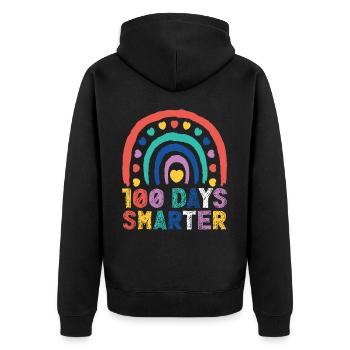 100 Days Smarter 100th Day Schulveranstaltung - Unisex Premium Bio Zip Hoodie - Schwarz - Hinten - Nico (187cm)