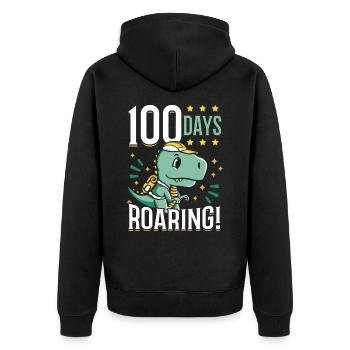 100 Tage Brüllender Dinosaurier Kid Schooler - Unisex Premium Bio Zip Hoodie - Schwarz - Hinten - Nico (187cm)