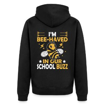 Ich Bin Bienenfleißig In Unserer Schule Buzz 100 - Unisex Premium Bio Zip Hoodie - Schwarz - Hinten - Nico (187cm)