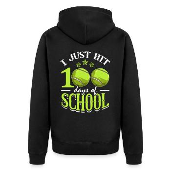 Je viens de terminer 100 jours d’école Tennis Sports - Veste à capuche bio Premium Unisexe - noir - Dos - Nico (187cm)