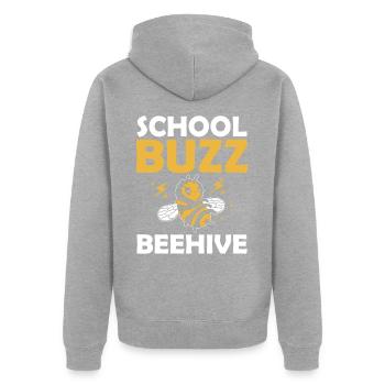 Schule Buzz Beehive Bumble Bee 100 Tage Schulhumor - Unisex Premium Bio Zip Hoodie - Grau meliert - Hinten - Nico (187cm)