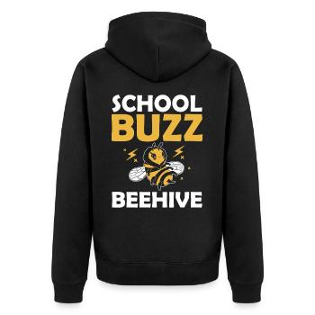 Schule Buzz Beehive Bumble Bee 100 Tage Schulhumor - Unisex Premium Bio Zip Hoodie - Schwarz - Hinten - Nico (187cm)