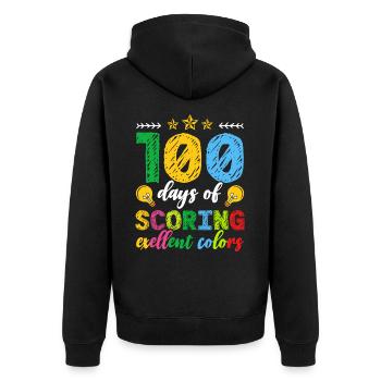100 days of Excellent Colors Outstanding School - Unisex Premium Organic Zip Hoodie - black - Back - Nico (187cm)