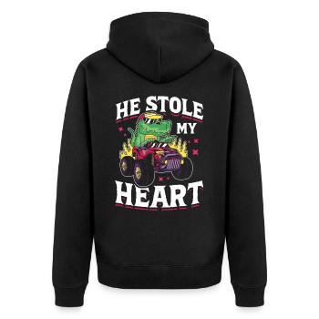 Il a volé mon camion de dinosaure de cœur - Veste à capuche bio Premium Unisexe - noir - Dos - Nico (187cm)