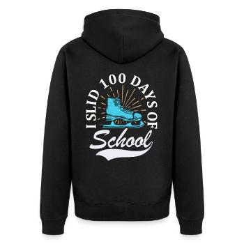 I slipped 100 days of school sports - Unisex Premium Organic Zip Hoodie - black - Back - Nico (187cm)
