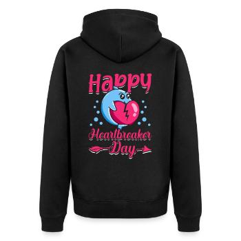 Happy Heartbreaker Day Valentine's Day Dolphin Meme - Unisex Premium Organic Zip Hoodie - black - Back - Nico (187cm)