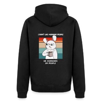 I hate Morning People And Mornings And People Kaf - Unisex Premium Bio Zip Hoodie - Schwarz - Hinten - Nico (187cm)