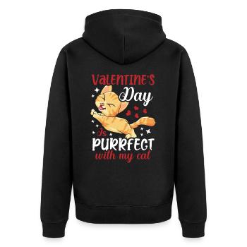 La Saint-Valentin est purrfect avec mon - Veste à capuche bio Premium Unisexe - noir - Dos - Nico (187cm)