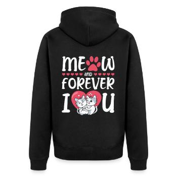 Meow And Forever I Heart You Valentine's Day - Unisex Premium Organic Zip Hoodie - black - Back - Nico (187cm)