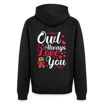 Hibou vous aime toujours Faune animale de la Saint-Valentin - Veste à capuche bio Premium Unisexe - noir - Dos - Nico (187cm)