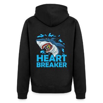Herzensbrecher Hai Anti-valentinstag Solo-feier - Unisex Premium Bio Zip Hoodie - Schwarz - Hinten - Nico (187cm)