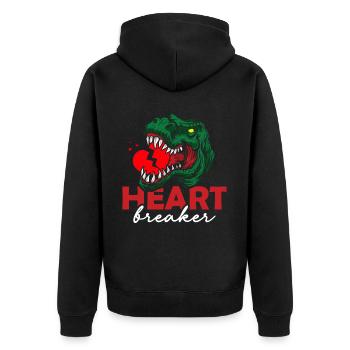 Anti-valentinstag Single Herzensbrecher T-rex - Unisex Premium Bio Zip Hoodie - Schwarz - Hinten - Nico (187cm)