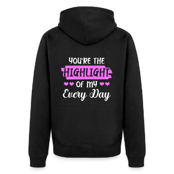 You are the highlight of my daily - Unisex Premium Organic Zip Hoodie - black - Back - Nico (187cm)