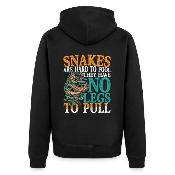 Snakes Are Hard To Fool They Have No Legs To Pull - Unisex Premium Bio Zip Hoodie - Schwarz - Hinten - Nico (187cm)