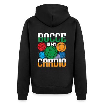 Petanque Petanque Boccia Bocce Boule für einen - Unisex Premium Bio Zip Hoodie - Schwarz - Hinten - Nico (187cm)