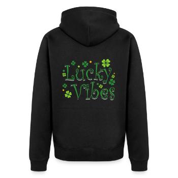 Trèfle de la Saint-Patrick Lucky Vibes - Veste à capuche bio Premium Unisexe - noir - Dos - Nico (187cm)