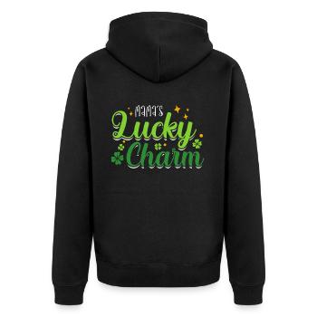 Mama’s Lucky Charm Clover St. Patrick’s Day - Veste à capuche bio Premium Unisexe - noir - Dos - Nico (187cm)