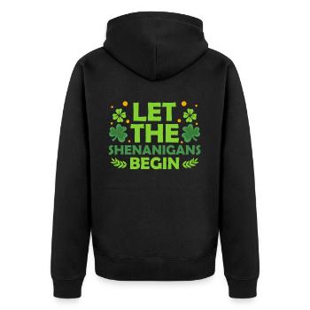 Que les manigances commencent la rue Shamrock. - Veste à capuche bio Premium Unisexe - noir - Dos - Nico (187cm)
