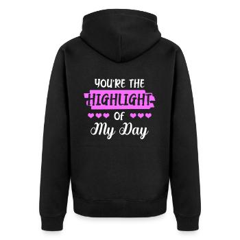 You are the highlight of my daily - Unisex Premium Organic Zip Hoodie - black - Back - Nico (187cm)